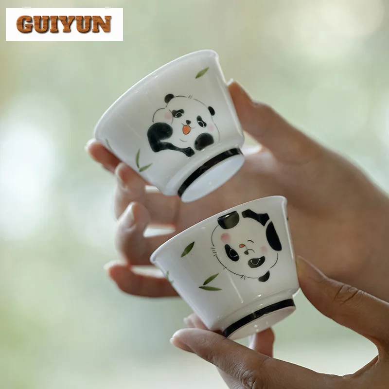 

2pc/lot Hand-painted Panda Teacup Handmade Tea Bowl Mug Personal Cup Chazhan Master Cups Dahongpao Cha Accessories Supplies 75ml