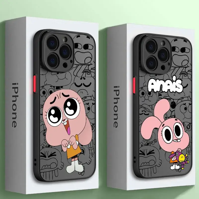 Cute Darwin-Gumball-Richard Watterson Matte Phone Case For iPhone 15 14 11 Pro Max 13 12 Mini XR X SE 7 8 6 6S Plus Translucent