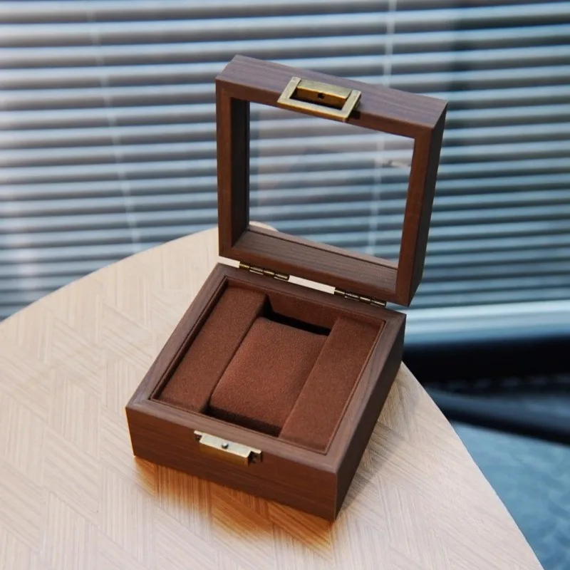 

Wrist Watch Storage Box Transparent Watches Display Box Retro Watches Wooden Organizer Case Portable Watch Protective Cases