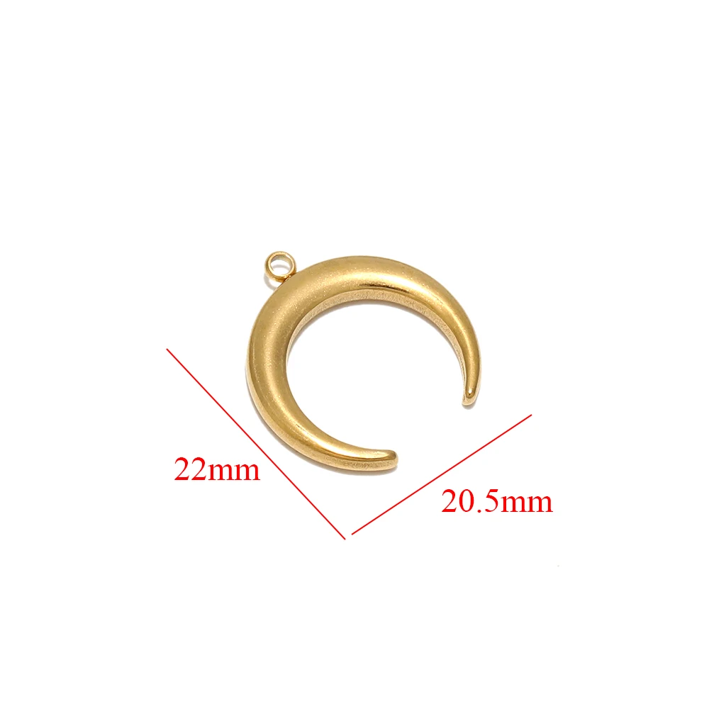 5 Stück Edelstahl-Halbmond-Anhänger für Pulloverketten, Halsketten, DIY-Schmuckherstellung, Zubehör – Detail 4