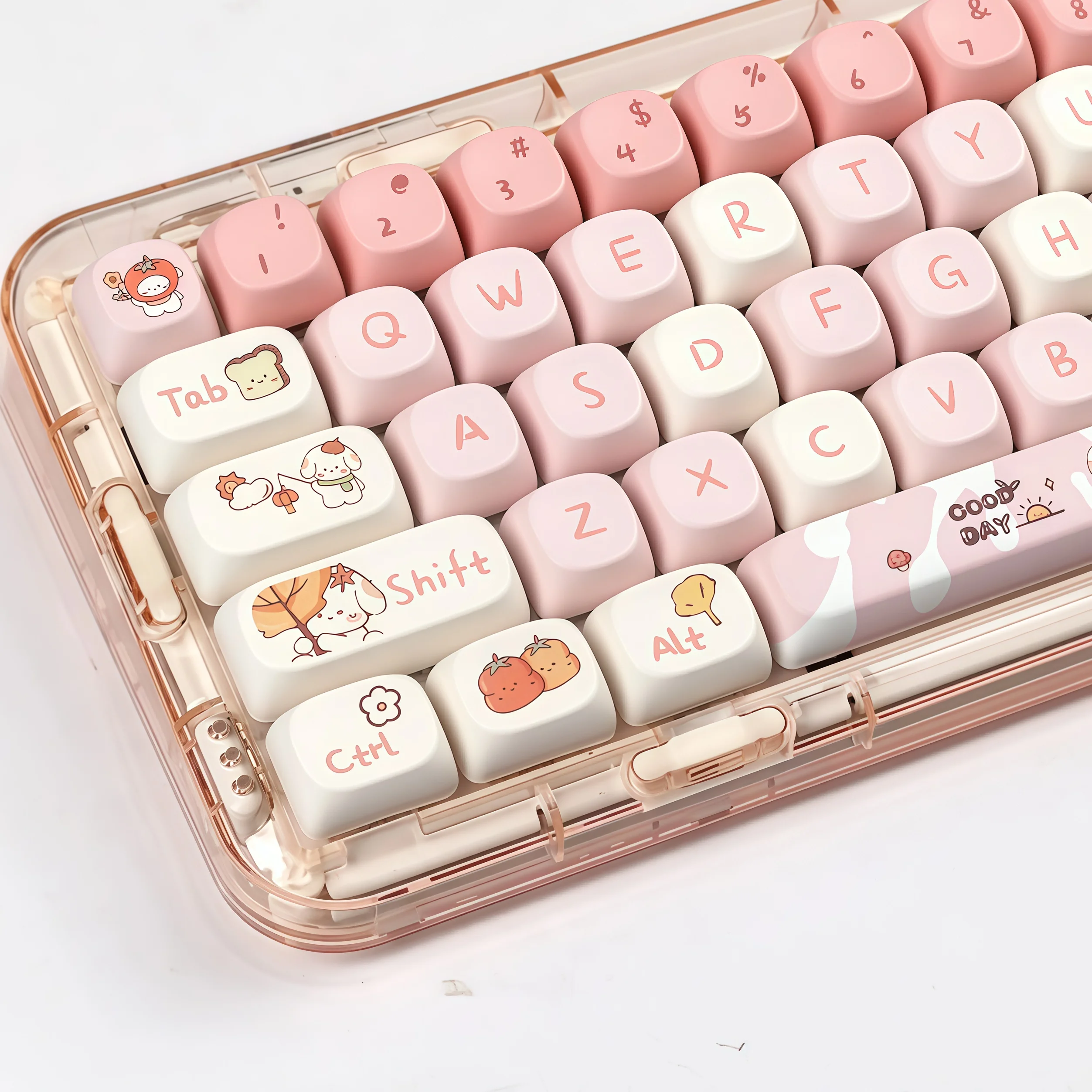 Happy Autumn Puppy Cartoon Keycaps, MOA Height, Thermal Sintering Keycaps,ใช้งานร่วมกับ 61/75/98/108 Mechanical Cross Axes