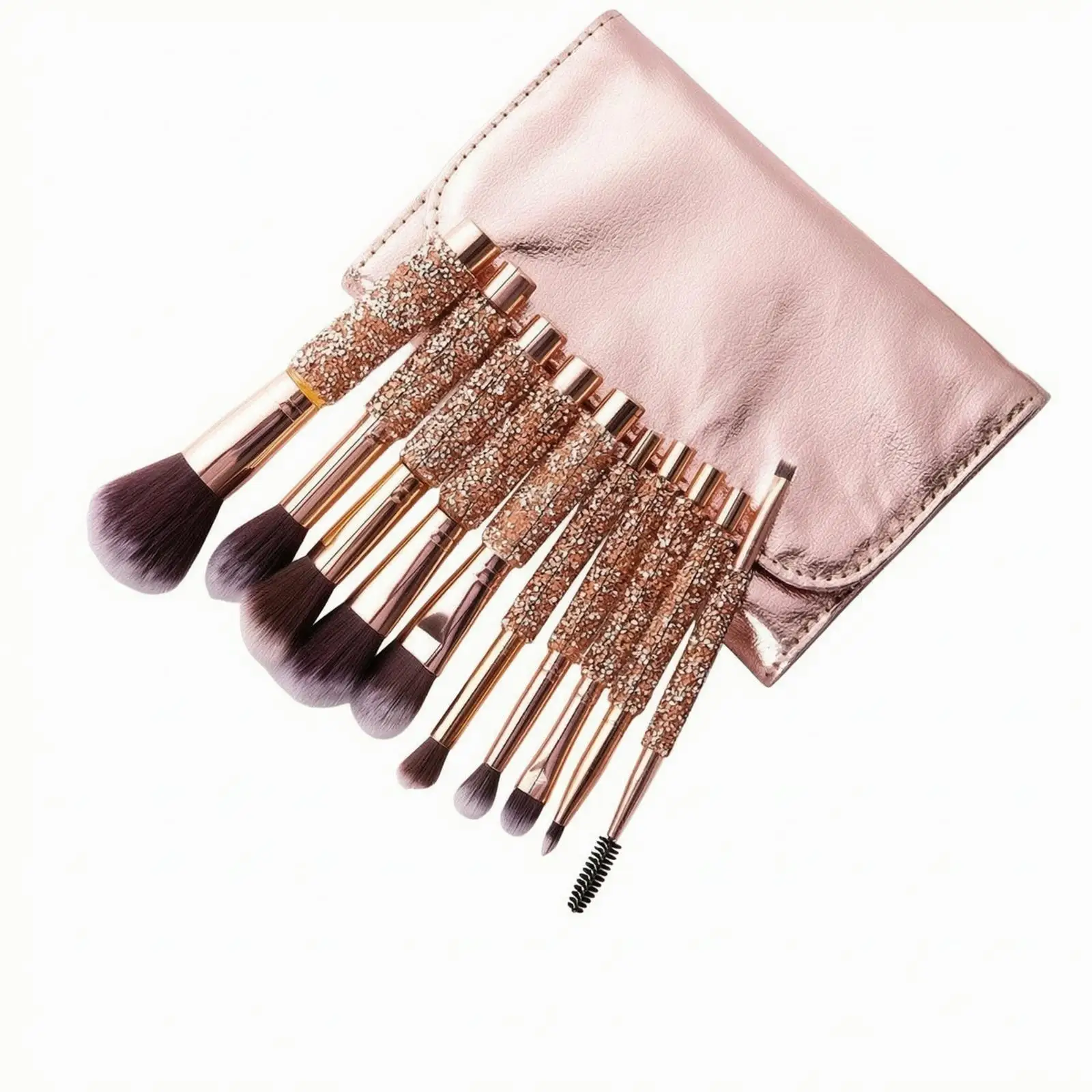 Portable Cosmetic Brush Pack with Blush Eyeshadow and Foundation Brushes for on the Go Beauty Routine