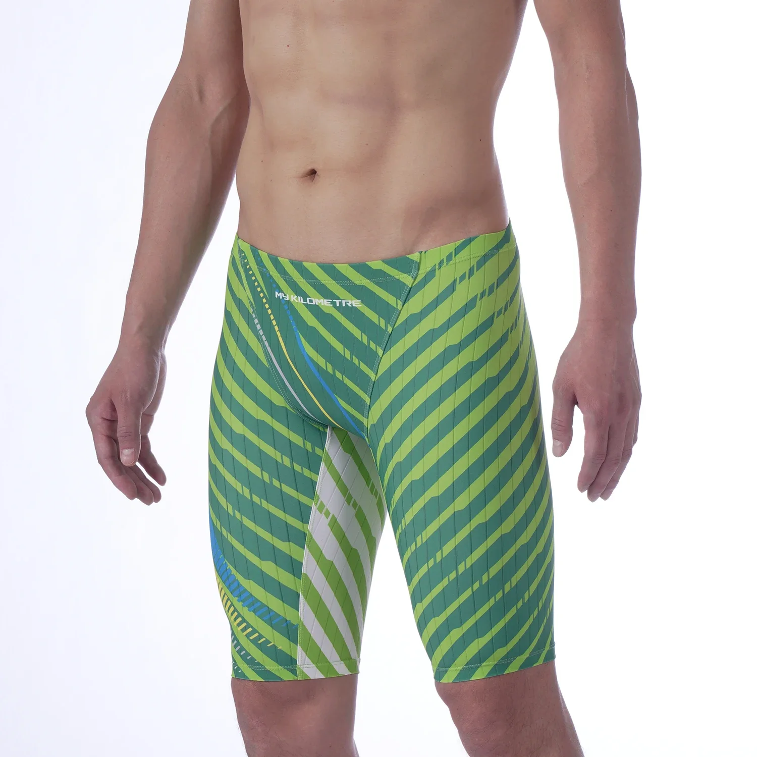 MY KILOMETRE Men's Swimsuit Jammer Solid Printed Swim Jammers Swimwear Men Endurance Racing Training Swimsuit Man Sizes S-4X