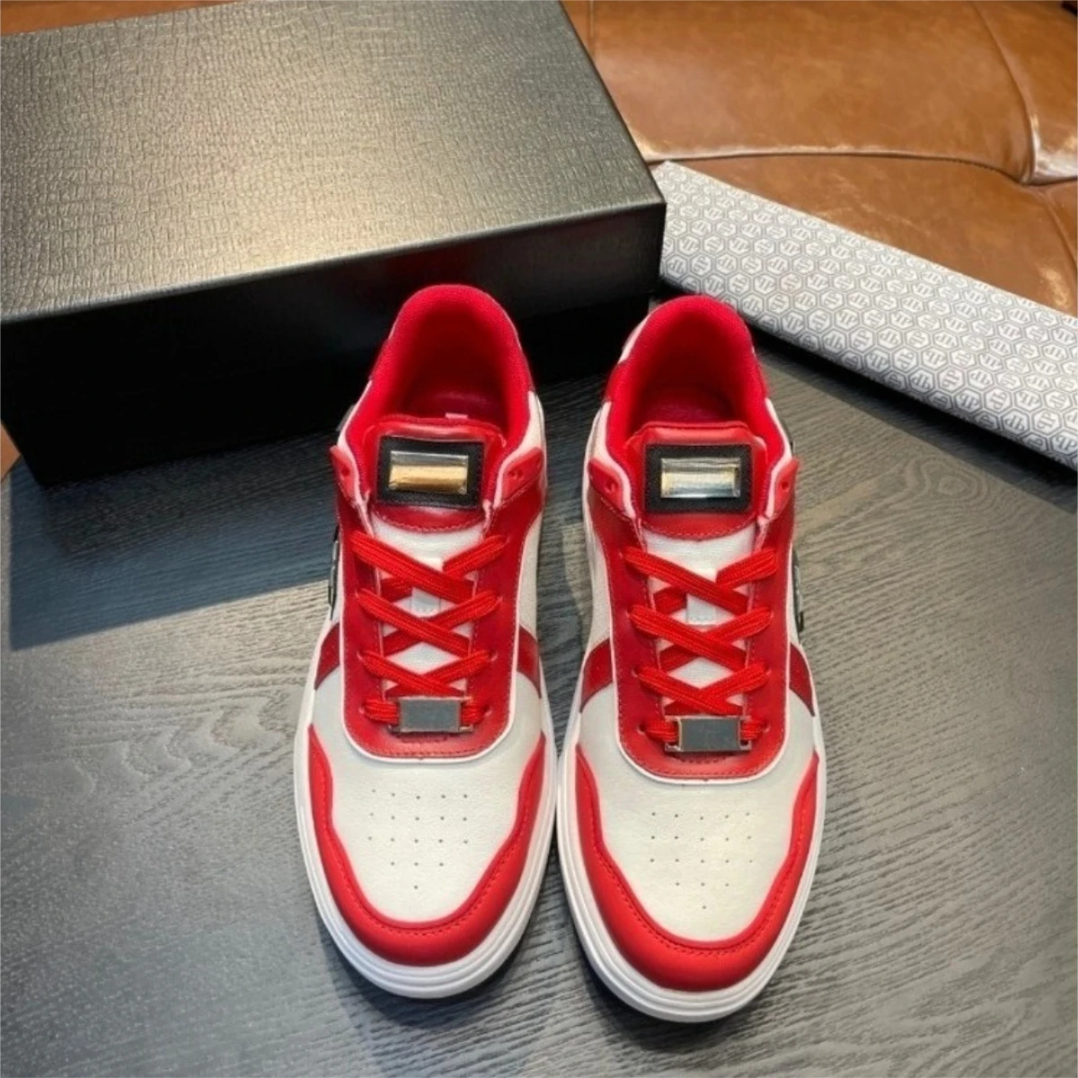 

Luxury Men's Vulcanize Shoes Designer Leather Platform Sneakers Casual Skate Shoes for Daily Wear and Street Fashion