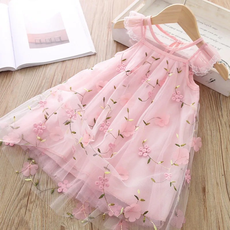 Melario Girls Sweet Dresses Summer Baby Girl Princess Dress Lace Embroidery Design Flower Girl Dresses Cute Party Kids Clothes