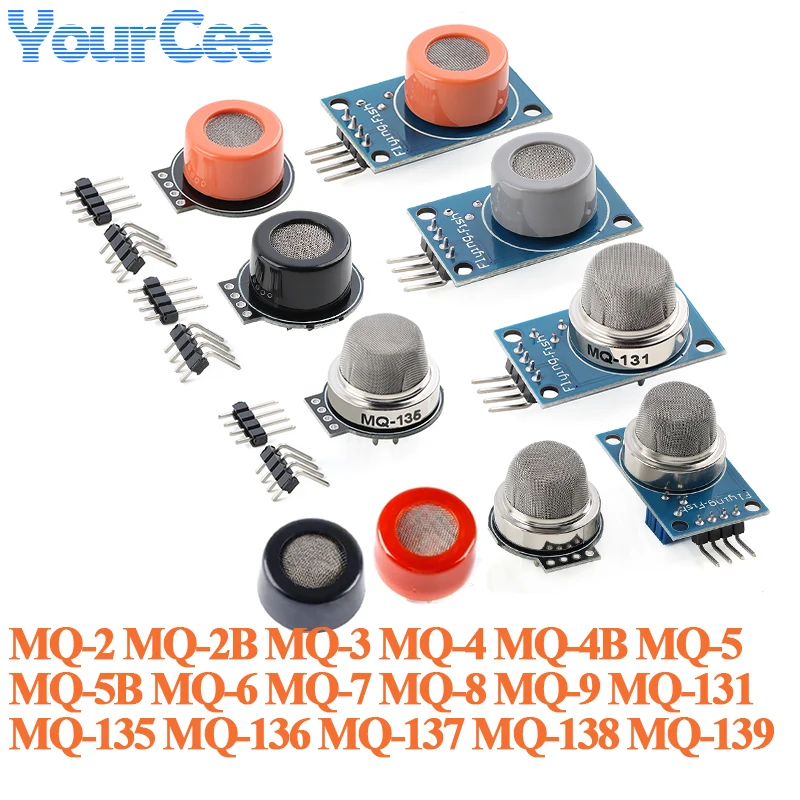 2pcs/1pc MQ Gas Sensor Carbon Monoxide Alcohol Smoke Air Quality Pollution MQ-2 MQ-3 MQ-4 MQ-5 MQ-6 MQ-7 MQ-5 MQ-3 MQ-2 MQ-135
