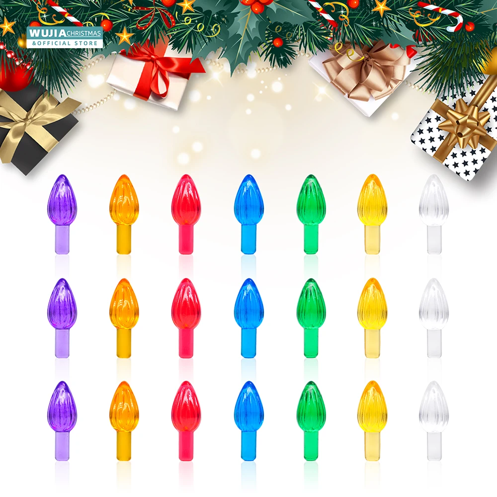 50pcs Ceramic Christmas Tree Replacement Lights Multi Colors Medium Twist Light Country Art Ornaments Natal Party Decor Navidad