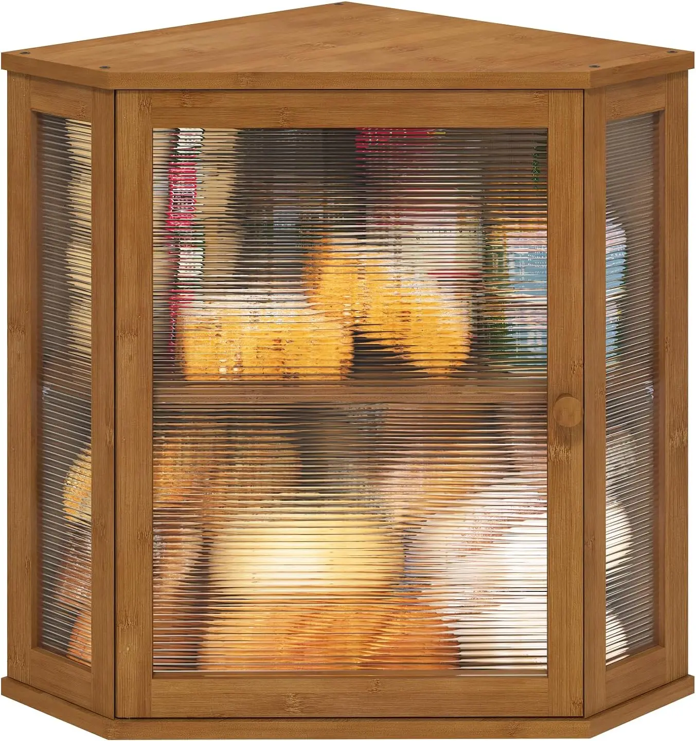 

Large Bamboo Bread Box with Acrylic Wavy Door, Extra Capacity for Kitchen Counter Storage in Brown