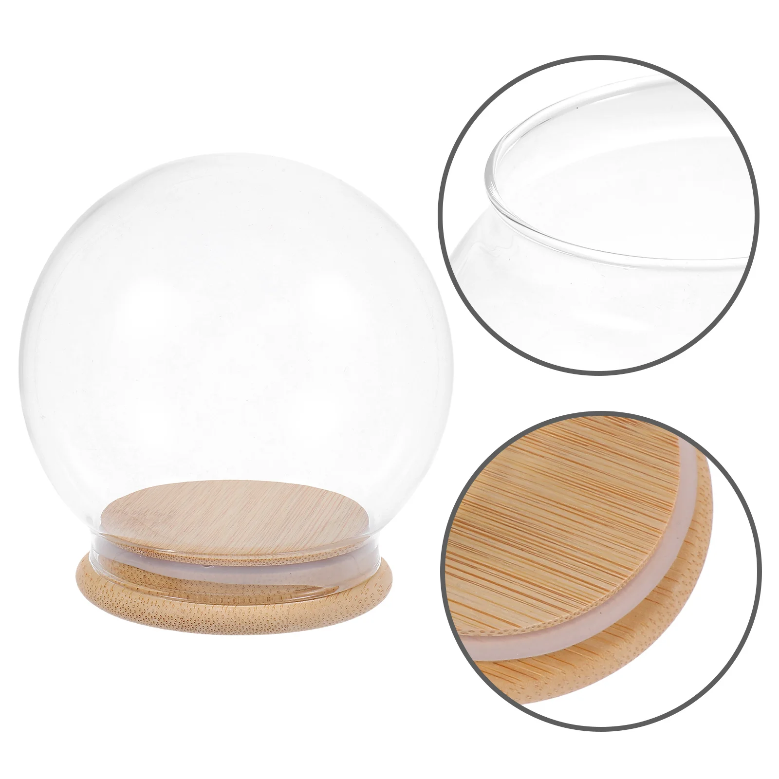 Glass Dome Clear Eternal Flower Display Case DIY Snow Globe Crystal Cloche Dome Base Tabletop Decor Showcase Glass Snow Globe