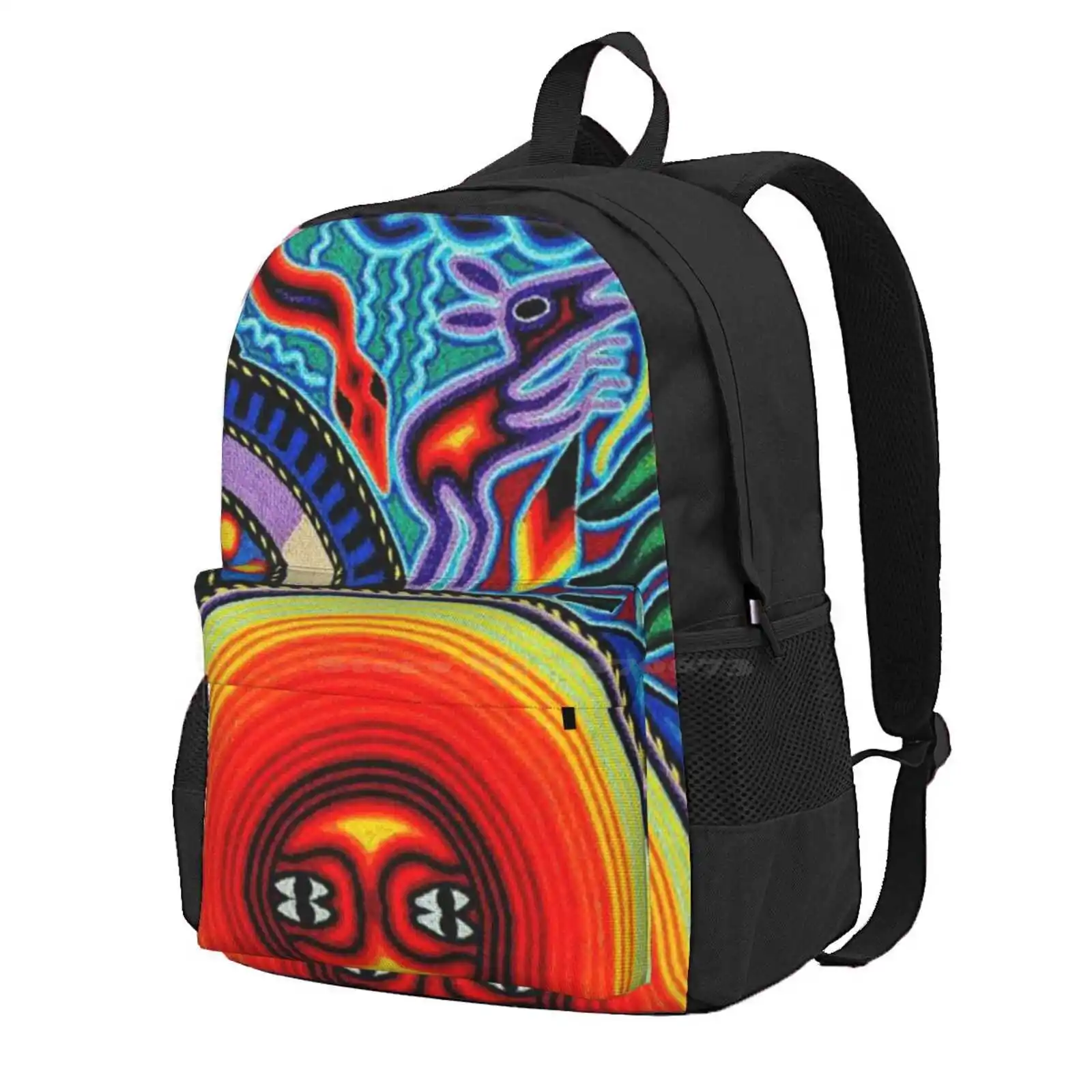 Copia De Huichol Sun Hot Sale Schoolbag Backpack Fashion Bags Spanglish Spanish Chicano Latinx Alternative Hipster Mexico