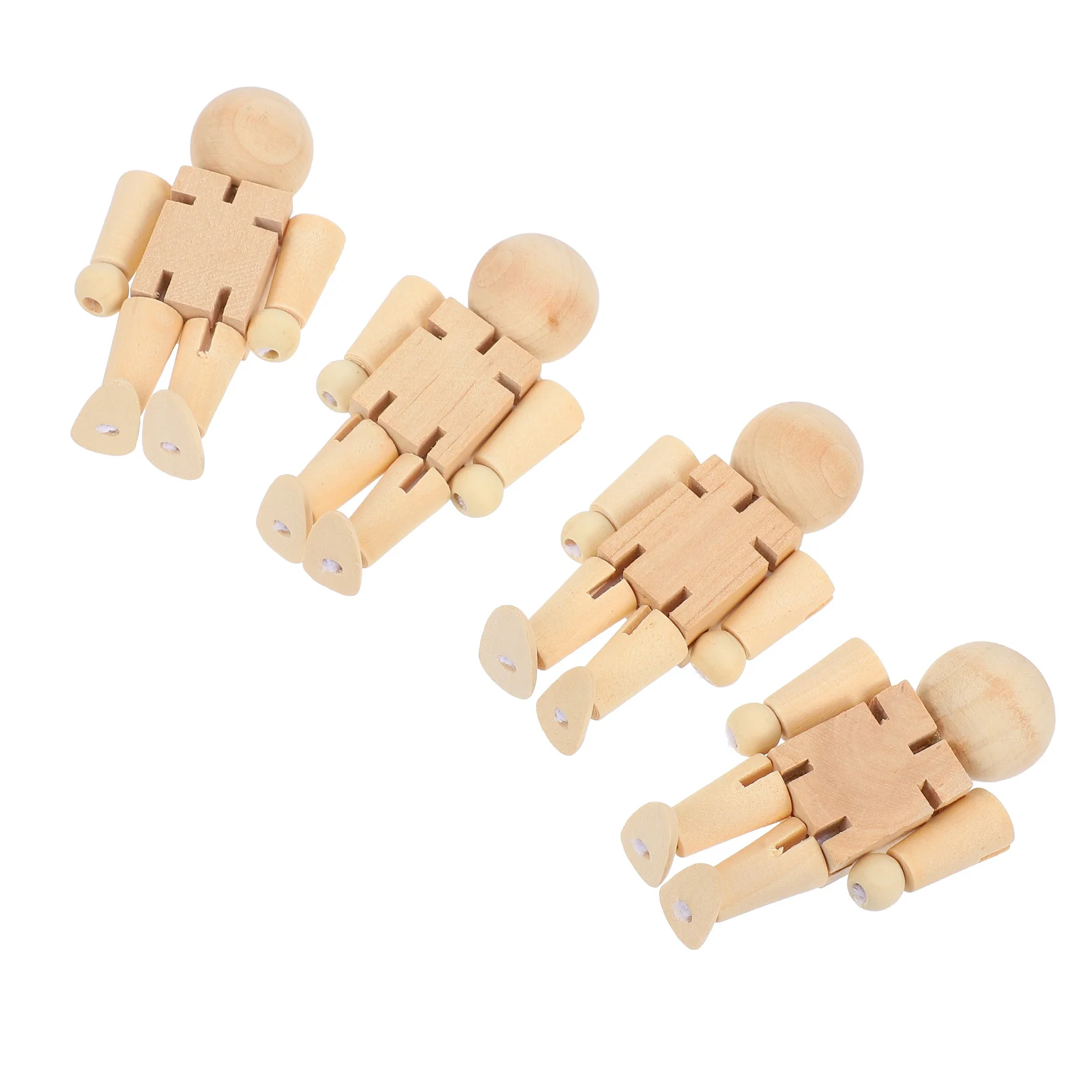 4 Stücke Holz Nussknacker Soldaten Unbemalt DIY Handgefertigte Kreativität Sets Langlebige Dekorative Holz Menschen Figuren Malerei