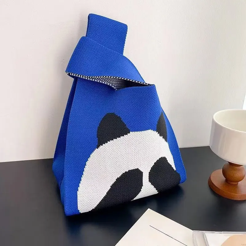 1PC Cute Panda Tote Fashion Trend Bucket Bag Cute Daily Hundred Handle Casual Tote Bag Lunch Bag Cute Fun Printed Hundred Tote B