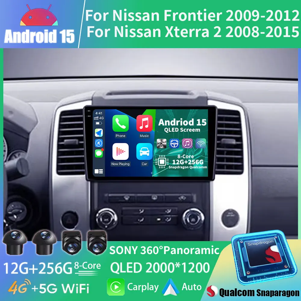 Android 15 Radio del coche para Nissan Frontier Xterra 2 N50 2008 - 2015 Carplay GPS reproductor Multimedia Navi unidad principal vídeo estéreo Auto