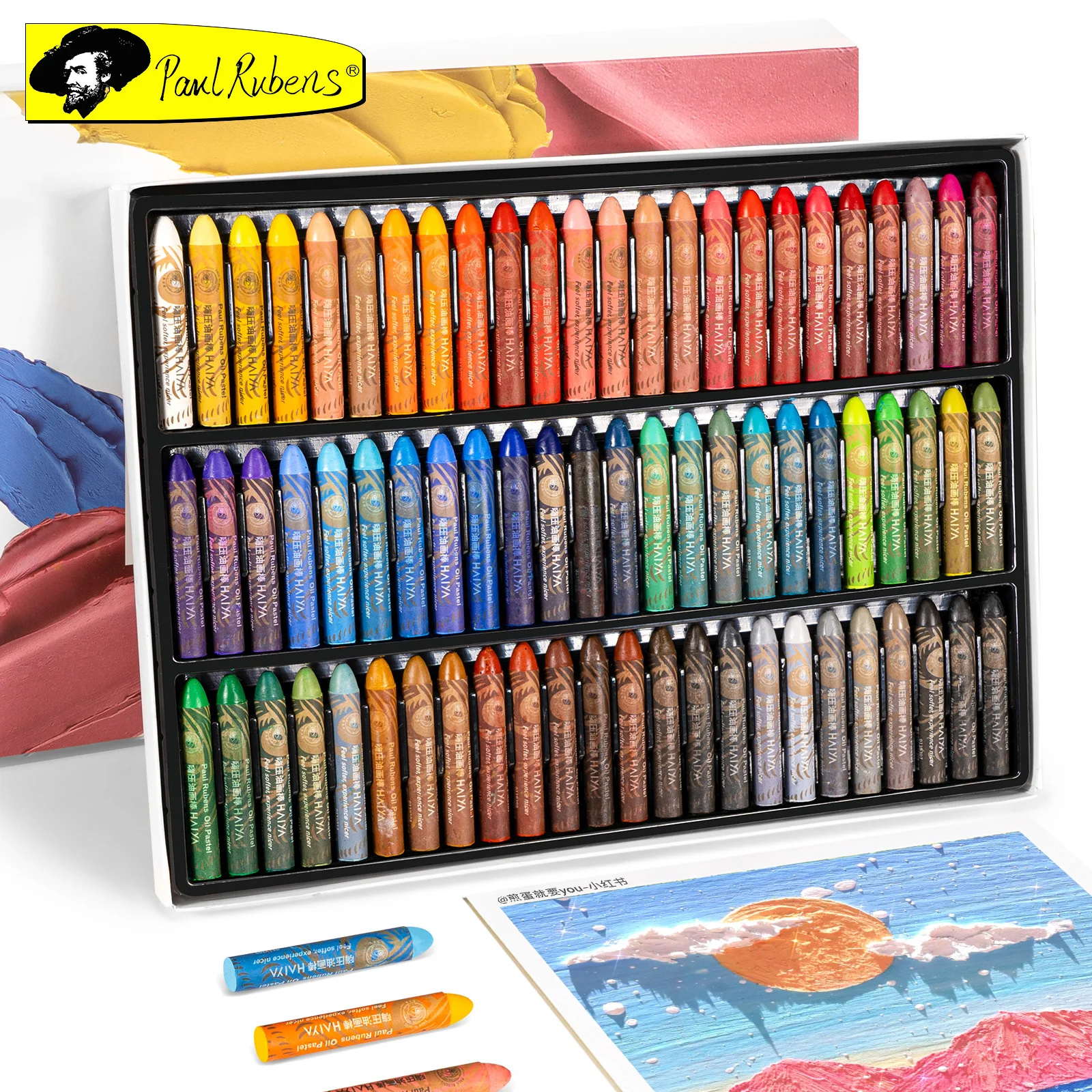 

Paul Rubens 72 Colors Oil Pastel Chalk Set Non-Toxic Graffiti Art Drawing Supplies Suitable for Artists Students Childrens