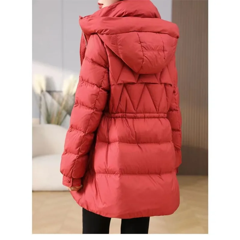 Mittellange Damenmodelle sehen dünn aus, Winter, neue Mode, verdickte Baumwolle, gepolsterte Kleidung, Taille, Daunen, schmal geschnittene, bequeme Jacke