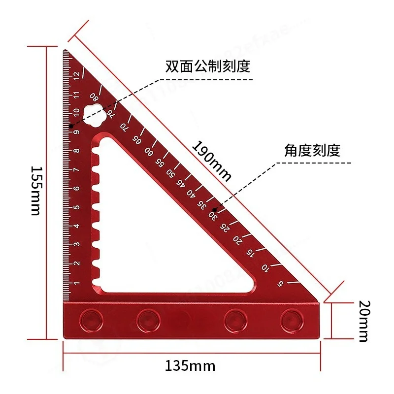 Source Factory Wholesale Woodworking Triangle Ruler 6 Inch, Aluminum Alloy Thickened Material Corner Ruler Cross-border Goods