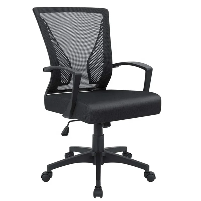 YYHC-2024 Best home office chair middle back rotating waist support desk chair back net computer chair with armrest