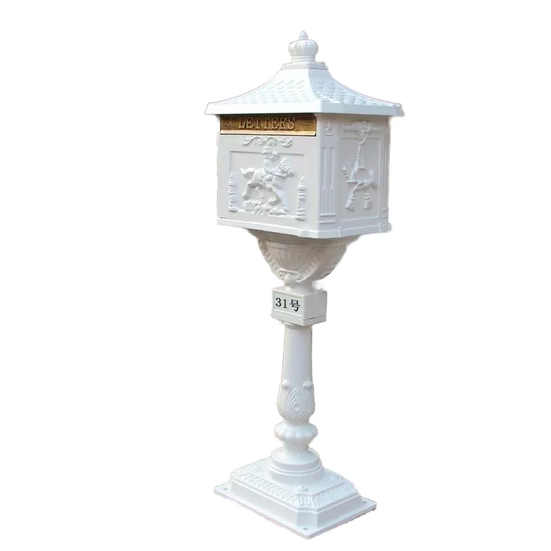 New Decorative Mailbox Outdoor White Mailboxes For Apartment Cast Aluminum Locking Mailbox Heavy Duty Security Postal Box