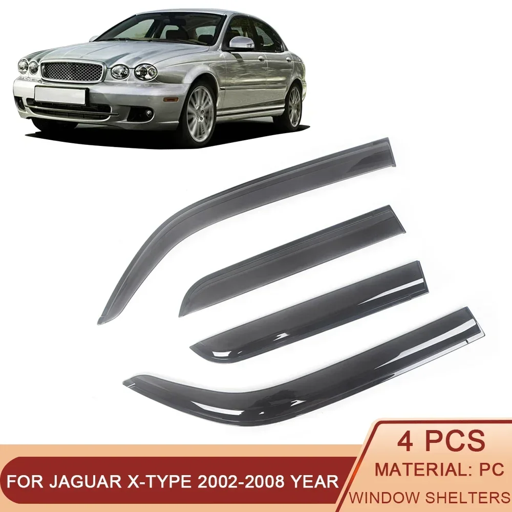 

For Jaguar X-TYPE 2002-2008 Auto Side Window Wind Deflectors Visors Black Rain Guard Door Visor Vent Shades Dark Smoke Ventvisor