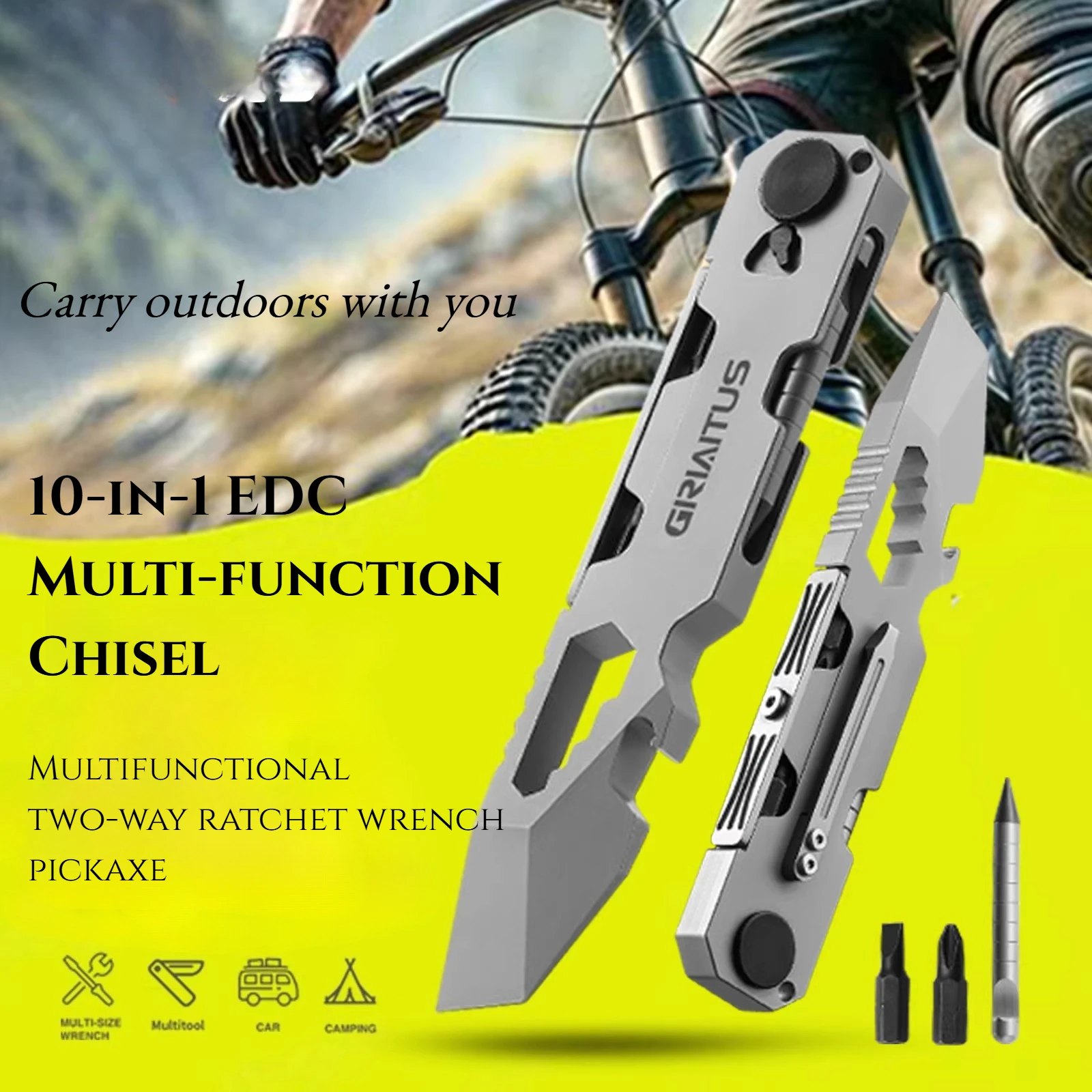 

High Quality 10-in-1 Multi-functional Two-way Ratchet Wrench Pick Screwdriver Outdoor Camping Portable EDC Tool