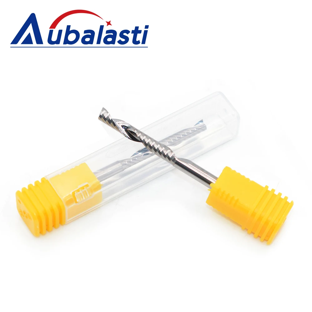 Aubalasti-다운 컷 밀링 커터, 단일 플루트 나선형 비트, SHK 3.175/4/6mm, 텅스텐 카바이드 CNC 공구 라우터 조각 비트, 5 피스