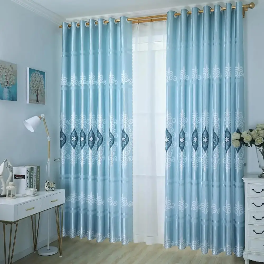 

1 Panel 140cm Width European Printed Curtain for Living Room Bedroom Flower Pattern Curtain