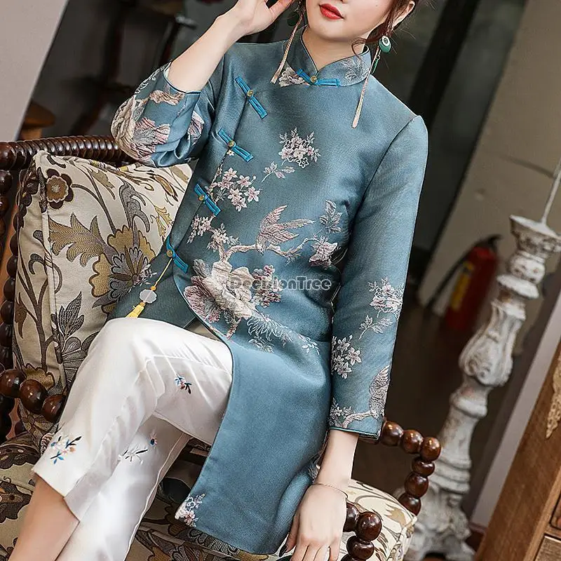 2024 new Chinese traditional clothing female Chinese style hanfu improved cheongsam coat women vintage tang suit jacket a418