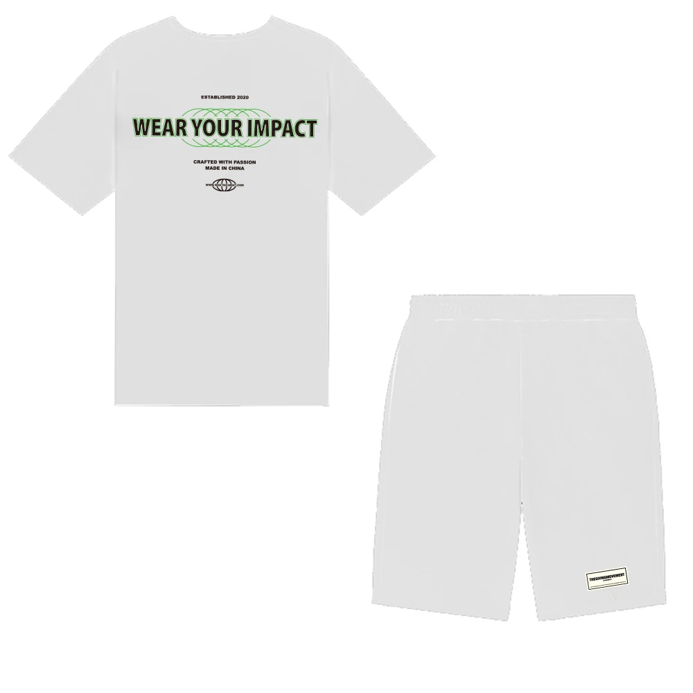 

Men's Two Piece Outfits T-shirt and Loose Long Shorts Sets for Male Tees Oversized Summer Clothing