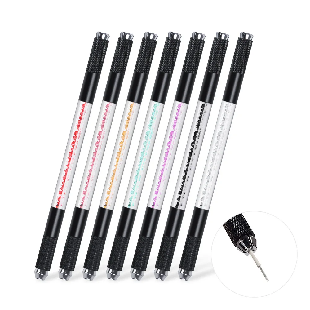 3Pcs Double-Head Crystal Microblading Pen Manual Tattoo Permanent Makeup Eyebrow Pen
