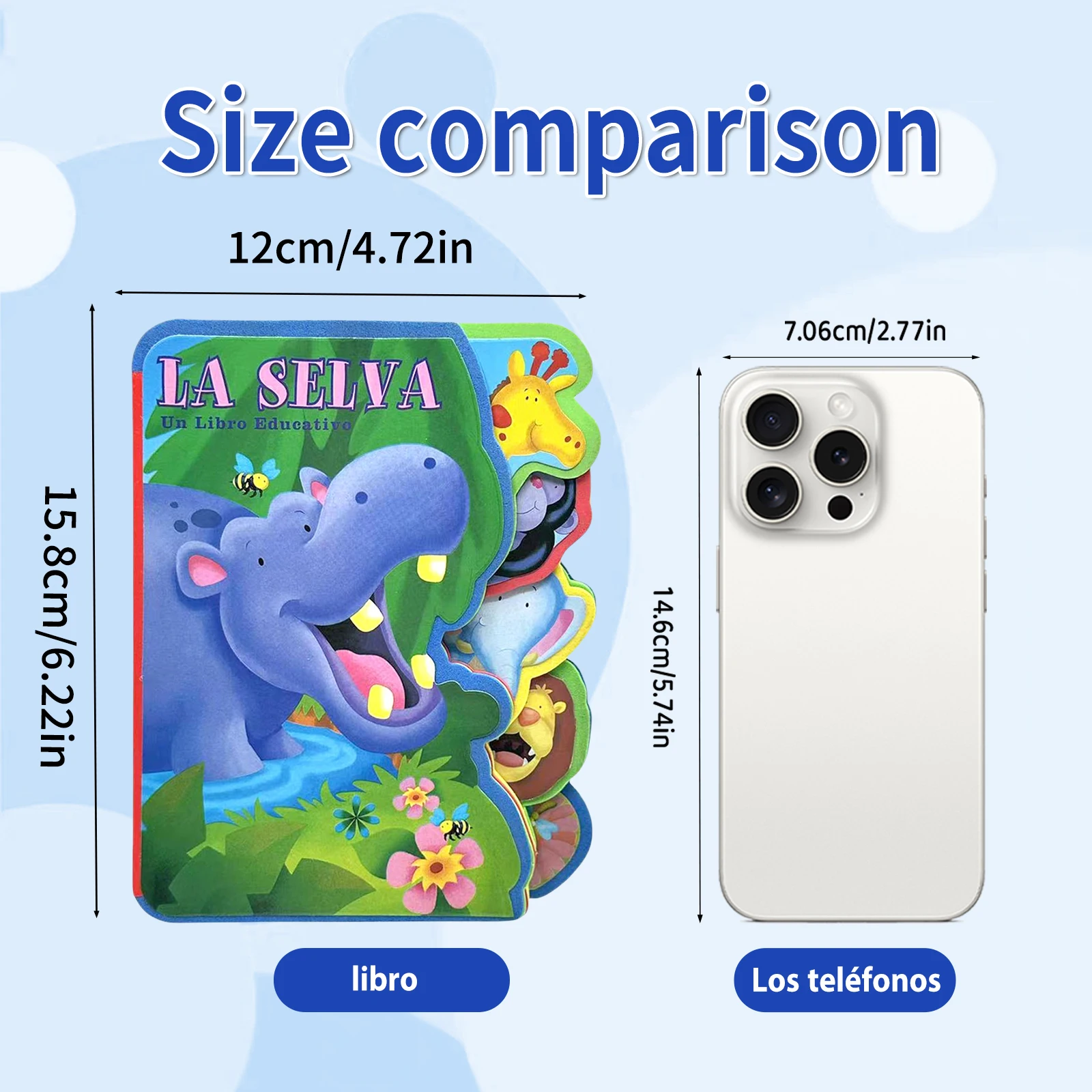 1 Spanish Children's Cognitive Learning Storybook (12cm x 15.8cm) EVA Book Enhances Children's Cognitive Skills