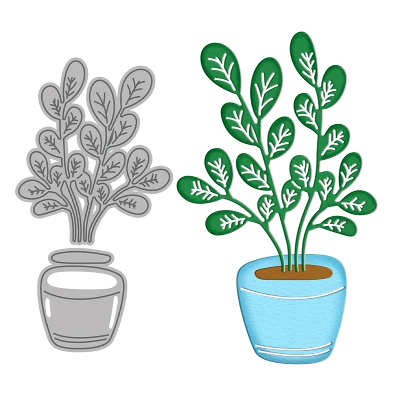 

Spring Garden Potted Plants Mini Cutting Dies DIY Scrapbooking Supplies Metal Dies Knife Mold For Cards Albums Decor