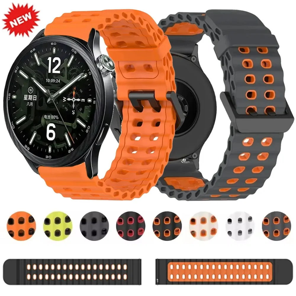 22mm Silicone Ocean Strap for Xiaomi Watch 5 S5-4-3-2 Comfortable Bracelet for Huawei Ultimate 2/GT6-5-4 46mm OPPO Watch X3-S-X2