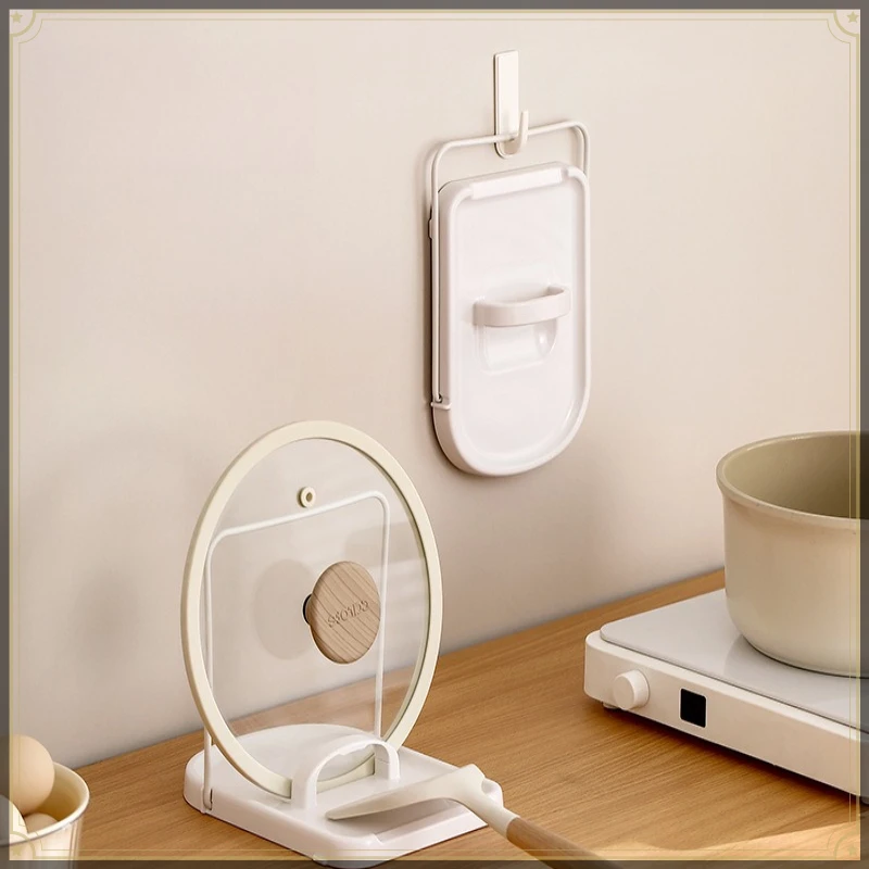 Countertop Pot Lid Holder ABS Foldable Raised Card Holder Design Multifunctional Kitchen Rack for Spatula Pan Lid Storage