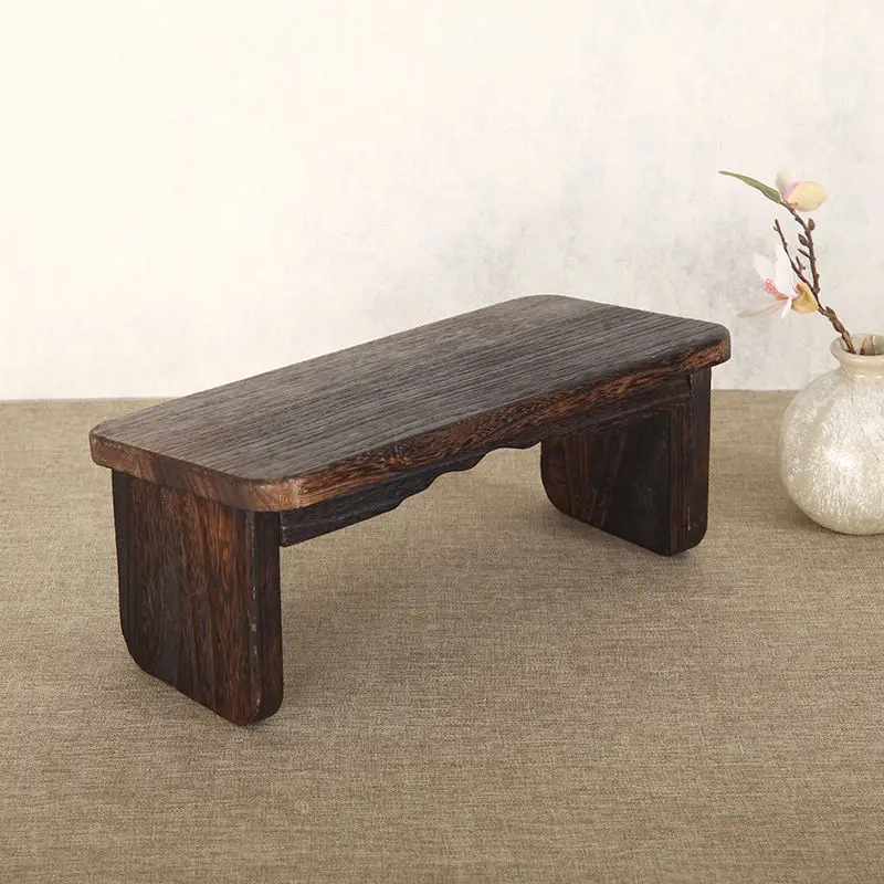 Solid Wood Zen Meditation Stool, Foldable Sitting Bench, Tea Room Kneeling Low Stool