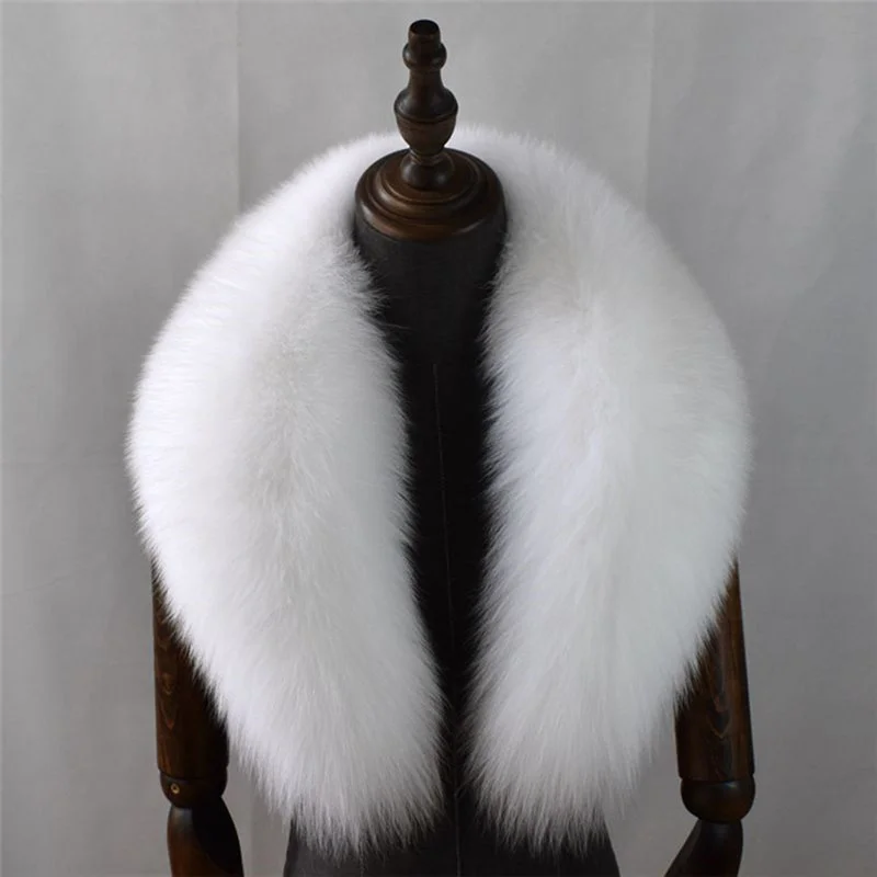 100% Natural Real Fox Fur Collar Para As Mulheres E Casaco dos homens Jacket Fur Collar Extra Large Size Neck Warmer Fur Scarf Shawls