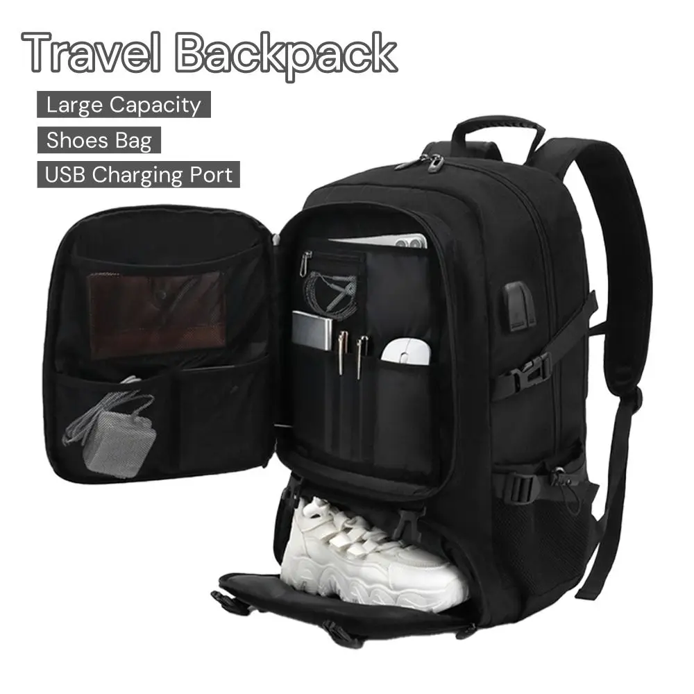 

Oxford Cloth Business Backpack Large Capacity USB Charging Outdoor Travel Bag Black Waterproof Laptop Backpacks for Men Women