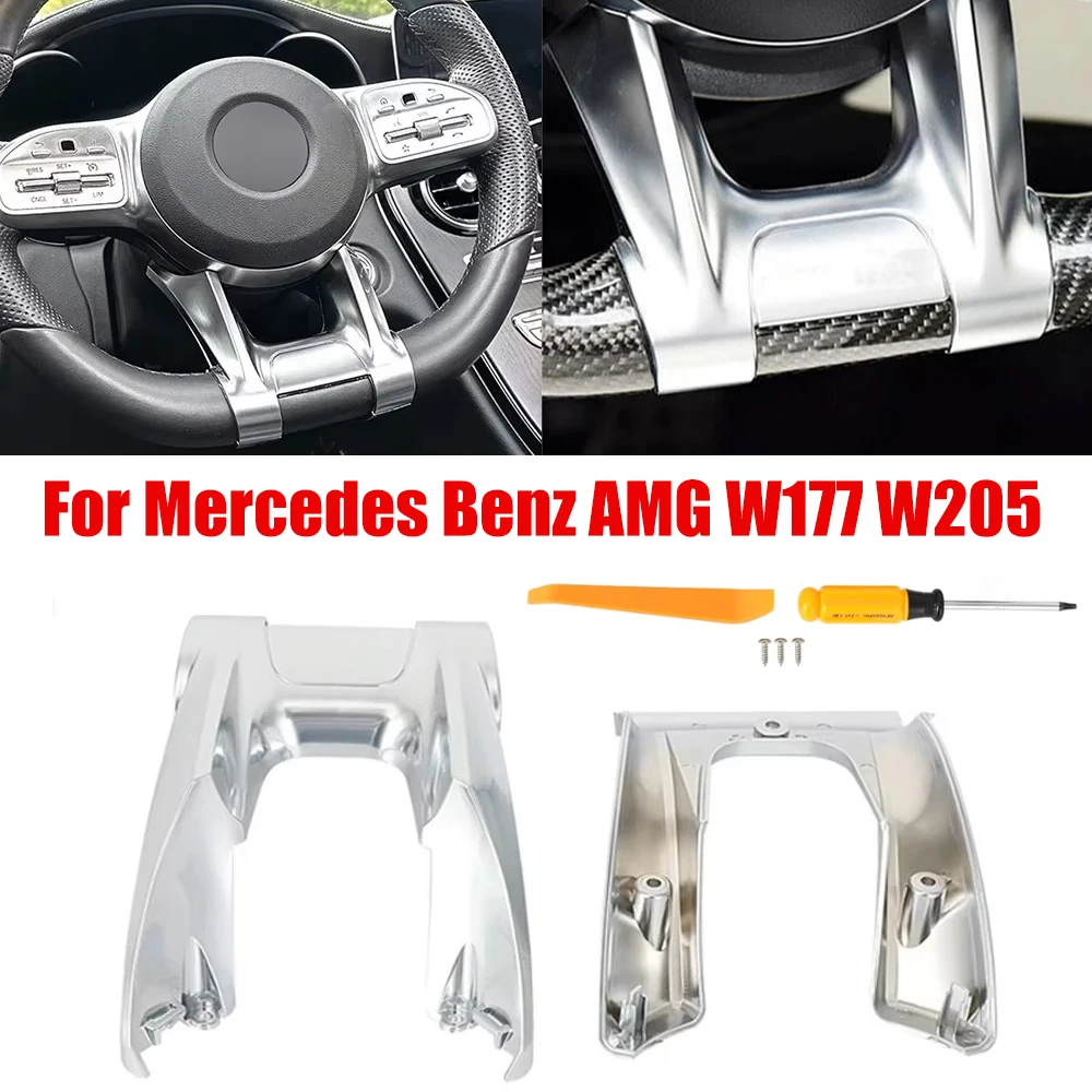 

Car Steering Flat Wheel Lower Trim Cover For Mercedes Benz AMG 2019+ Sport A W177 B W247 C W205 E W213 G W463 GLS W257 Class