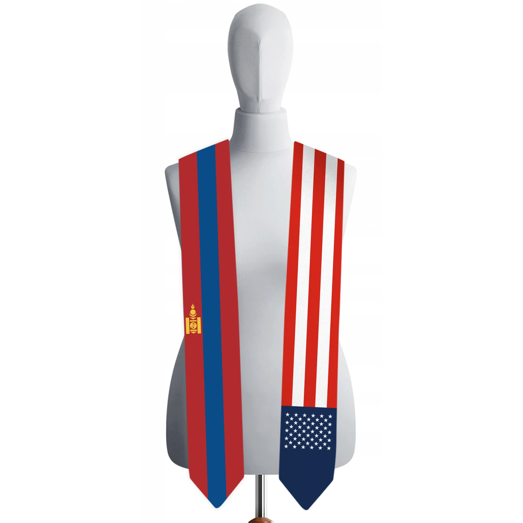 

13x180cm USA And Mongolia Flag Graduation Sash Bachelor Gown Accessory Graduation Sash Scarf