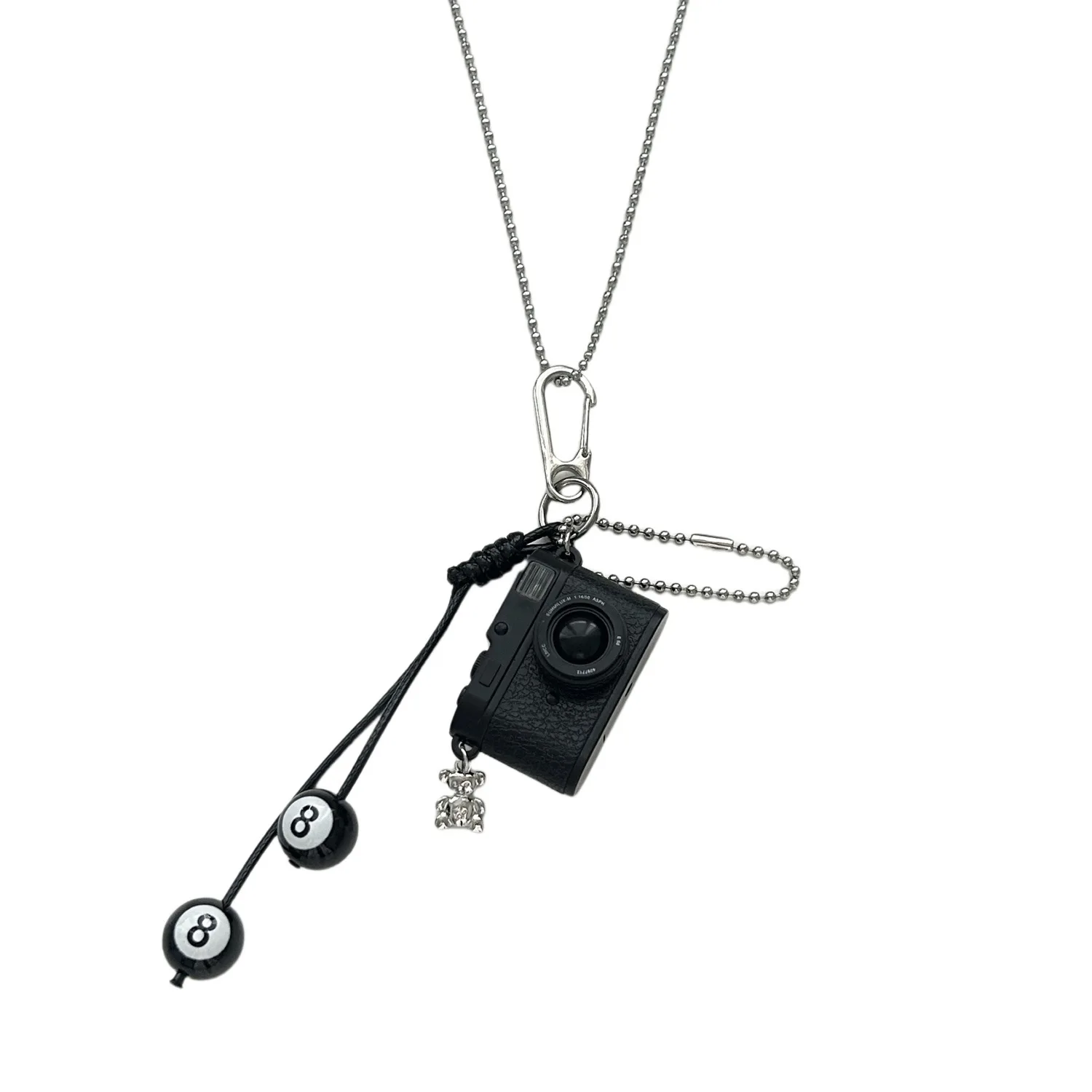 الفولاذ المقاوم للصدأ شخصية طويلة الهيب هوب فلاش كاميرا قلادة قلادة للفتيات عطلة الصيف جو اللباس قلادة #5