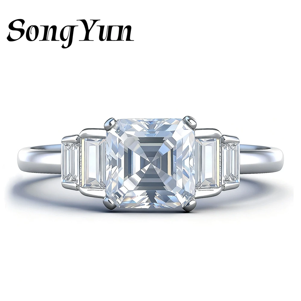 SongYun Jewelry 925 Sterling Silver Ring Moissanite D Color VVS1 Fine Girl Bold 925 Sterling Silver Rings Diamond Accessories