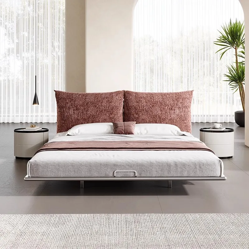 

Italian minimalist petal suspension bed fabric master bedroom high-end bed 1.8 meters steel frame double wedding