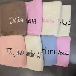 Coperta per bebè ricamata personalizzata con nome personalizzato coperta per neonati in maglia regali per neonati compleanno per bambina per neonato