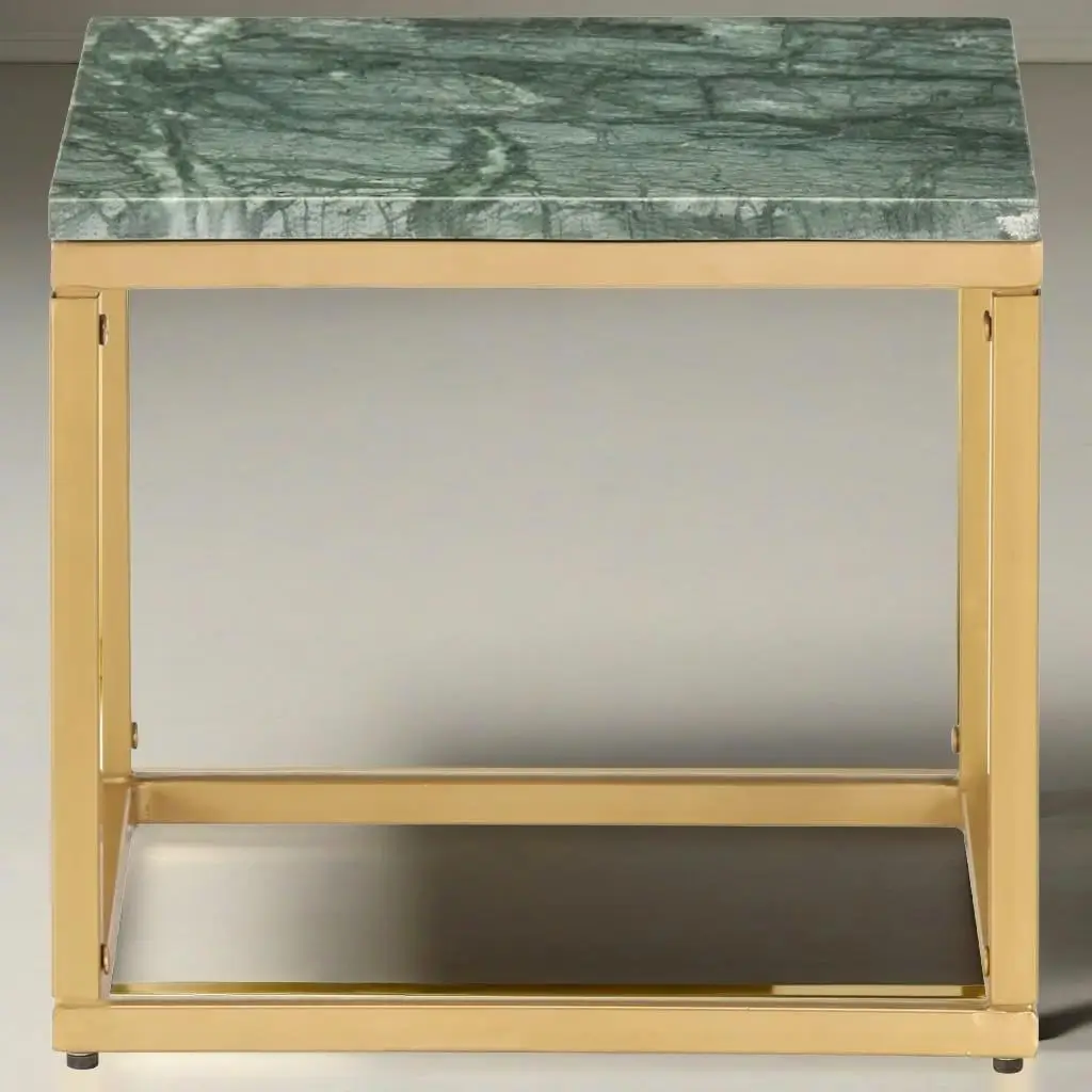 Green Real Stone Coffee Table 15.7x15.7x13.8 with Elegant Marble Texture – Stylish Home Decor