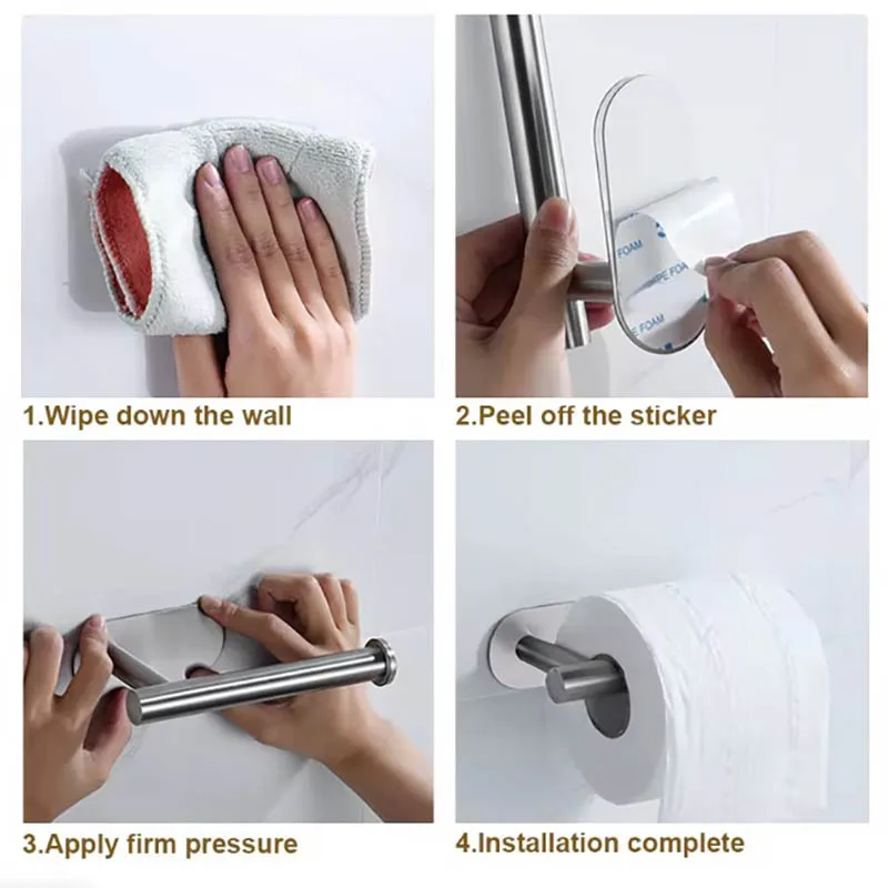 Kitchen Paper Towel Holder Adhesive Tissue Hanger Toilet Roll Paper Dispenser Cabinet Storage Napkin Rack Bathroom Accessories