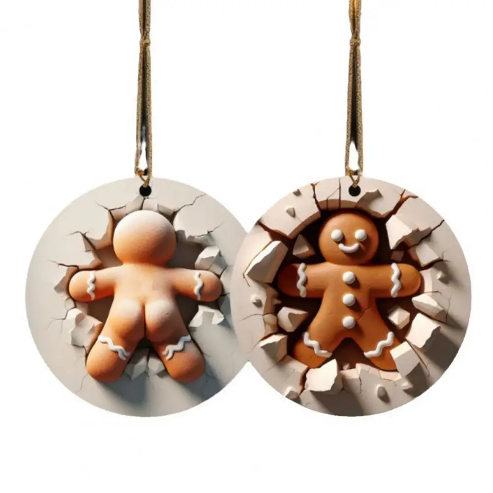 زخرفة متينة احتفالية شجرة عيد الميلاد الحلي 2d الكرتون الزنجبيل رجل ثلج سانتا لقضاء عطلة شجرة للنساء #1