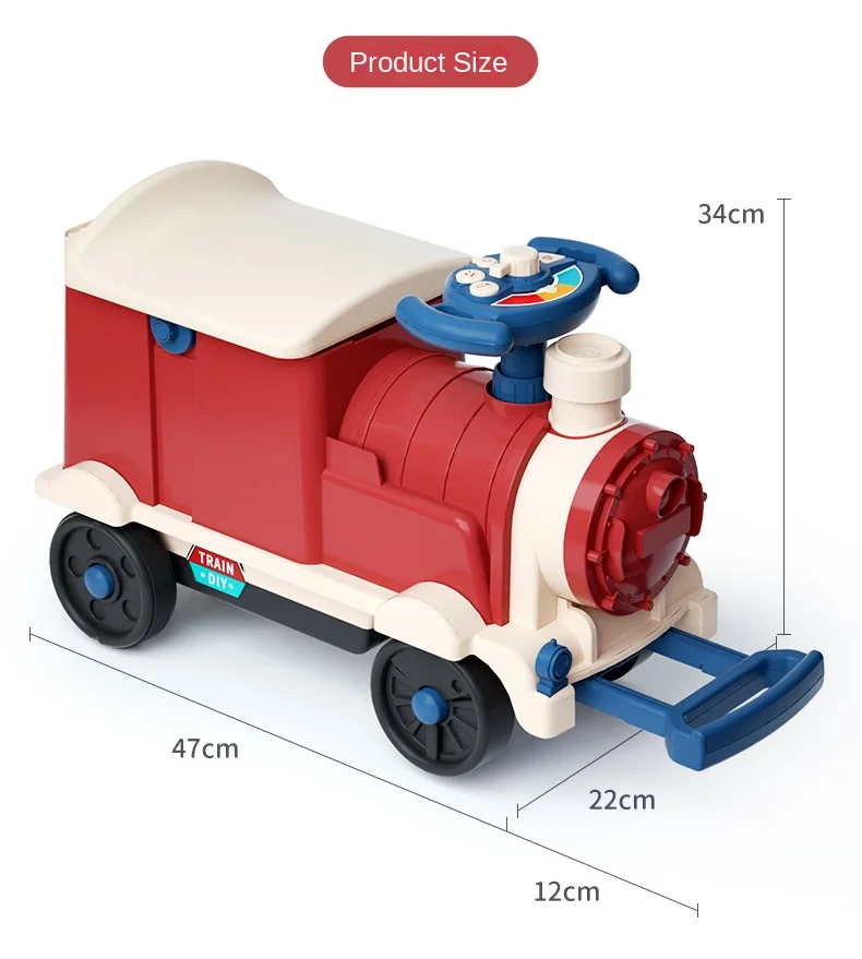 LazyChild Children\'s Play House Toy Set Boys And Girls Baby Car Two-in-one Children Can Sit And Slide Retro Small Train Toys