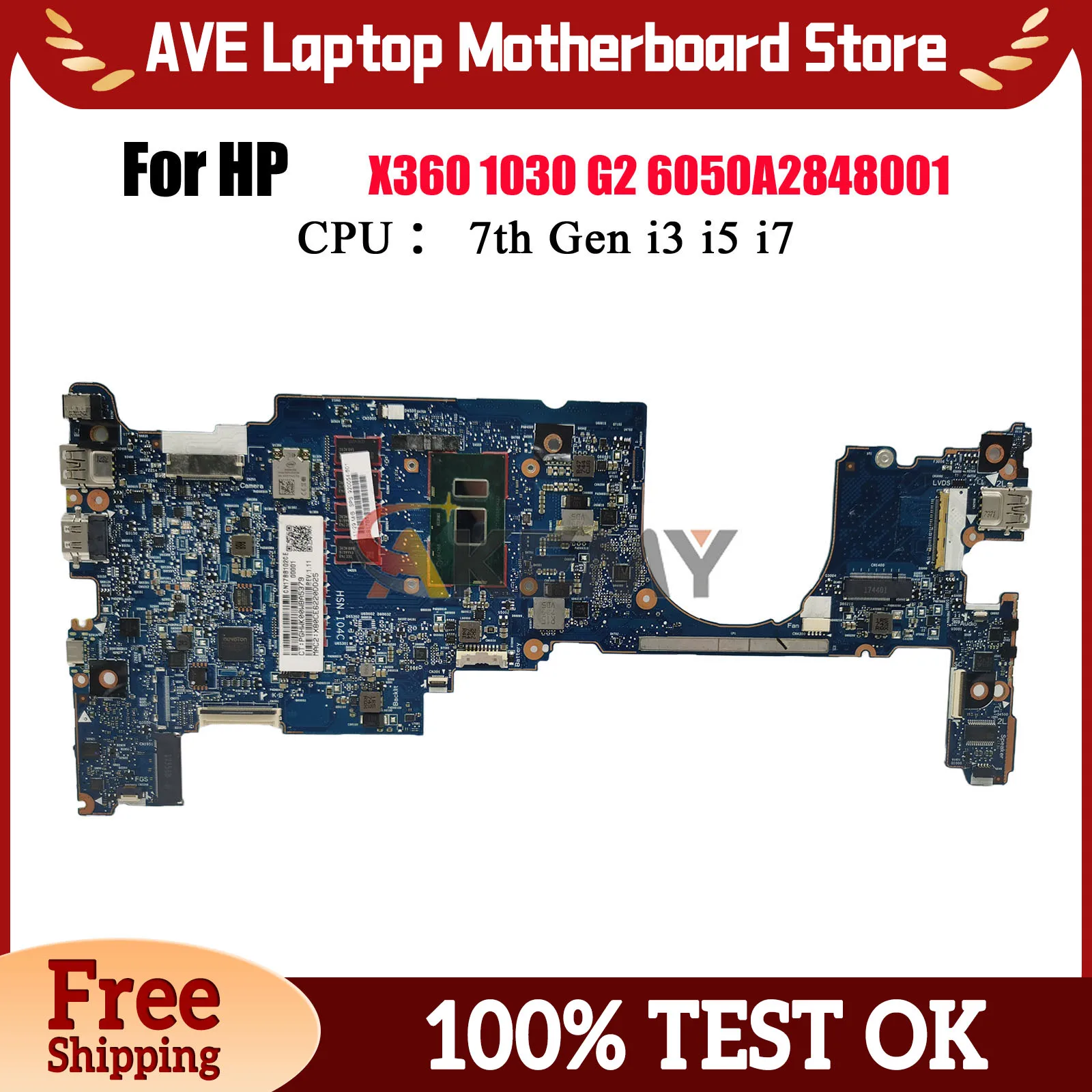 6050A2848001 untuk HP EliteBook X360 1030 G2 Motherboard Laptop 917922-601 L30419-601 dengan I5 I7 CPU Generasi Ke-7 8G/16G RAM Diuji OK