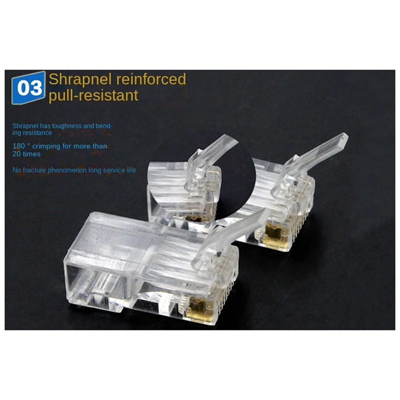 RJ45 Network Cable Modular Plug Ethernet Cable Connector Unshielded 8 Pin Modular Utp Crystal Plug Set Kit For PC Adapter