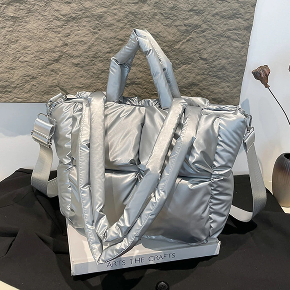 

Puffy Cotton Space Bags for Women Handbags Winter Nylon Quilted Shoulder Bag Warm Soft Down Padded Crossbody Bag NEW Shopper