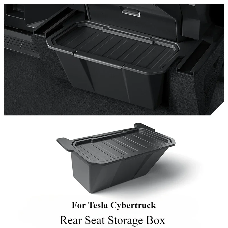 Rear Seat Storage Box For Tesla Cybertruck Organizer Center Console Bins Backseat Trash Can Garbage Bag Tray Pickup Accessories